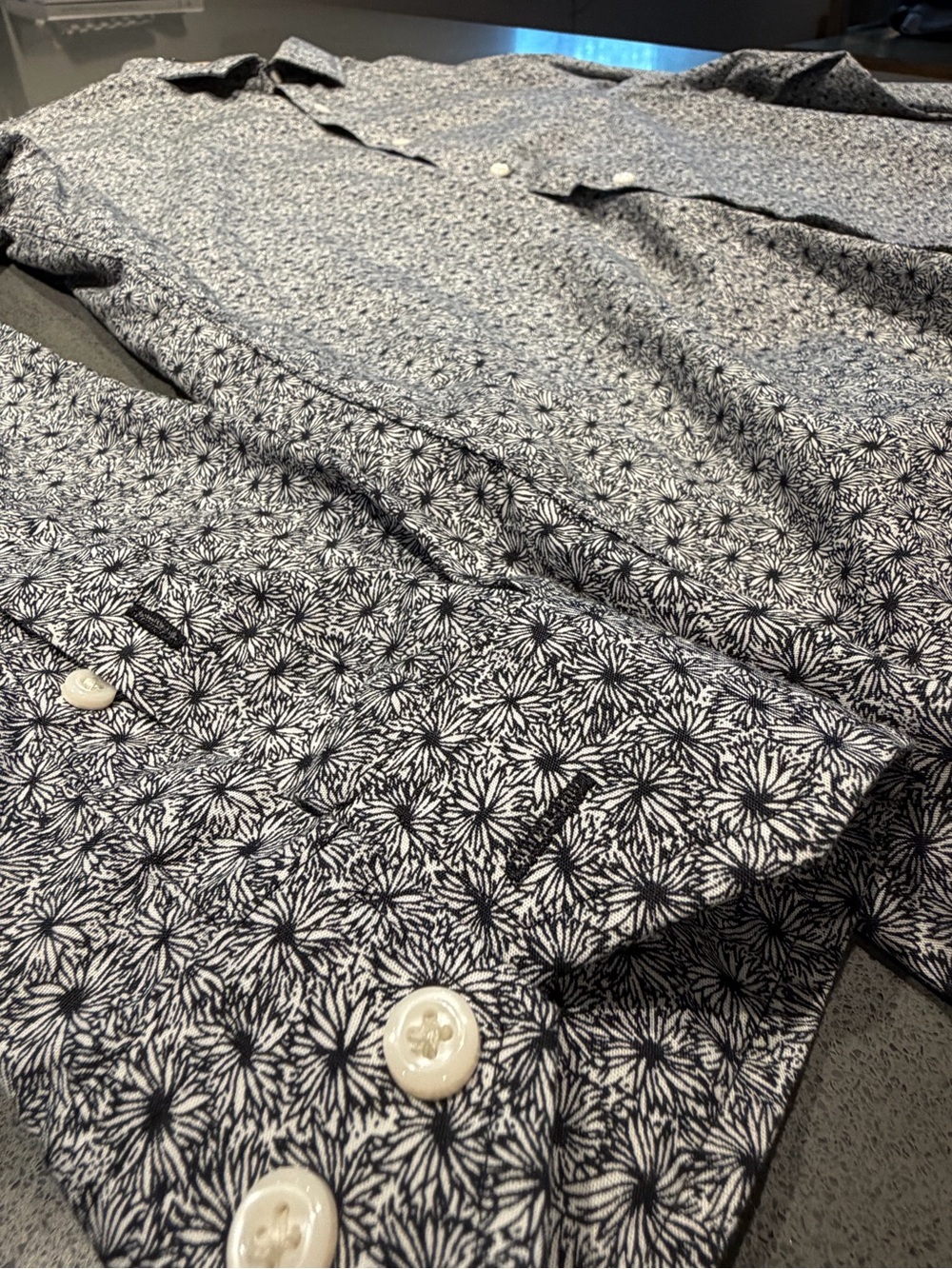 Ben Sherman Navy and White Floral Button-Down Shirt